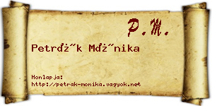 Petrák Mónika névjegykártya