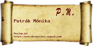 Petrák Mónika névjegykártya